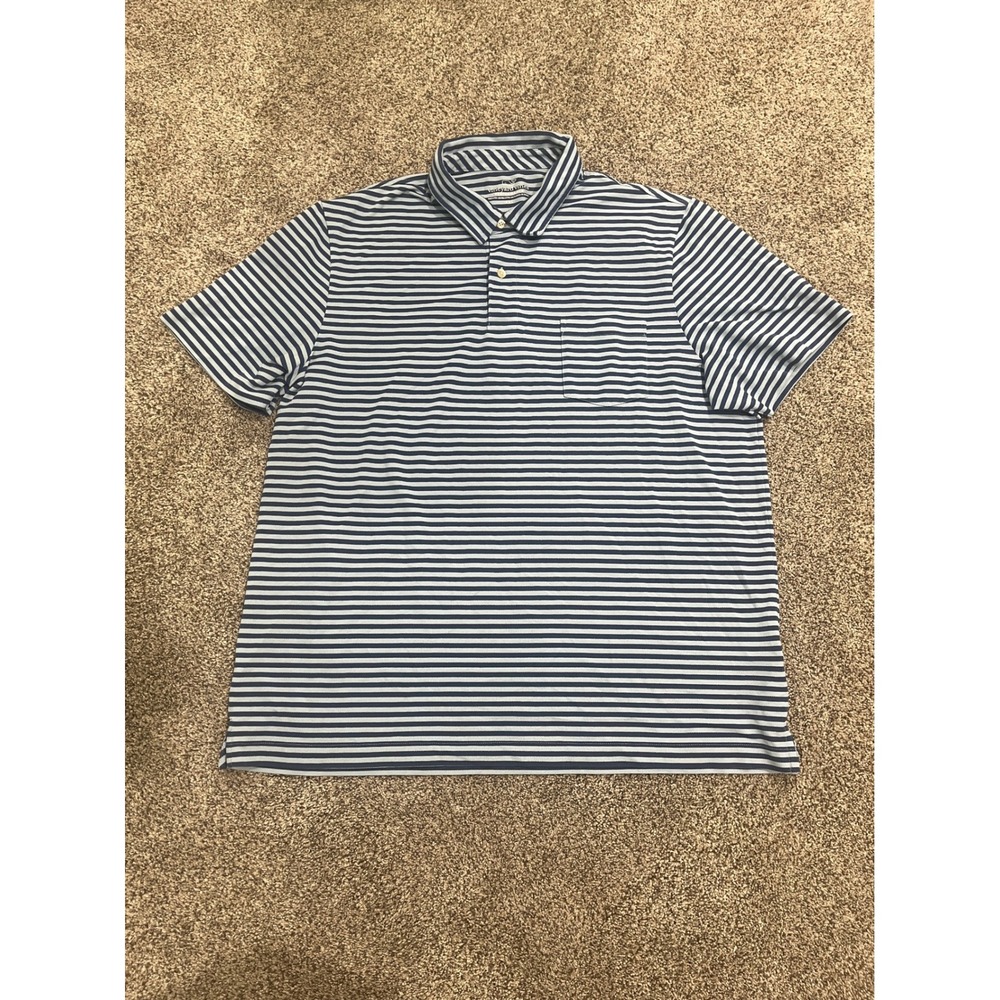 Vineyard Vines Performance Polo Shirt Mens XXL Blue White Striped Pima Cotton